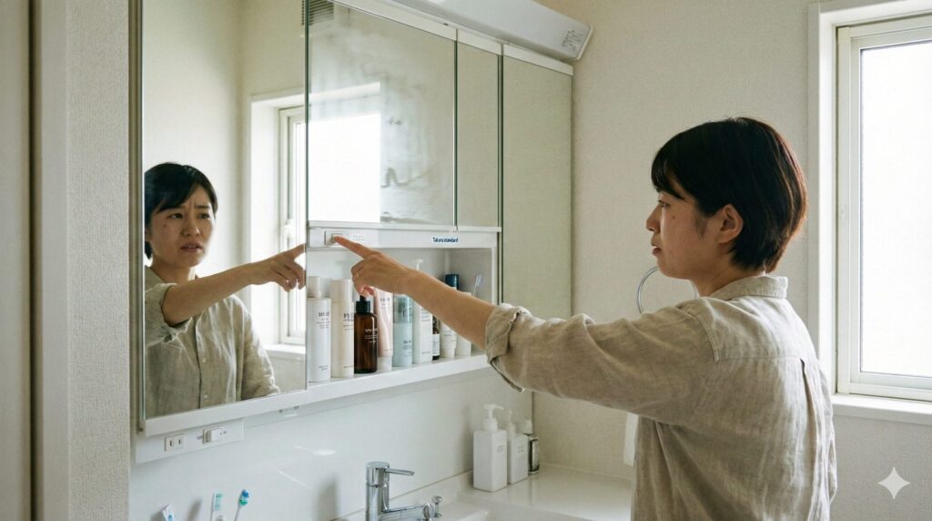 機能があるのに鏡がくもる原因はスイッチ操作を妨げる収納配置にある