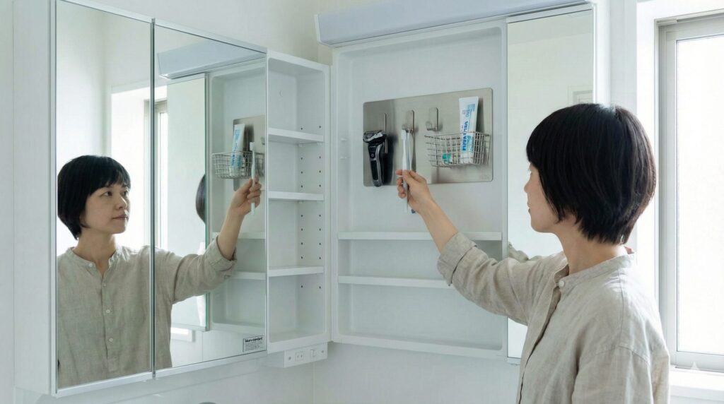 湿気を逃がして掃除もラクに!マグネット補助板を使った浮かせ収納術