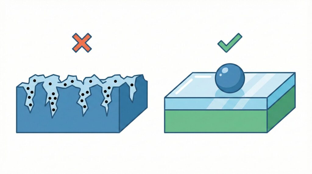 インクを染み込ませない非多孔質のガラス表面