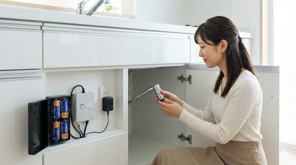 タッチレス水栓の仕組み 乾電池式とAC電源式のメリットとデメリット