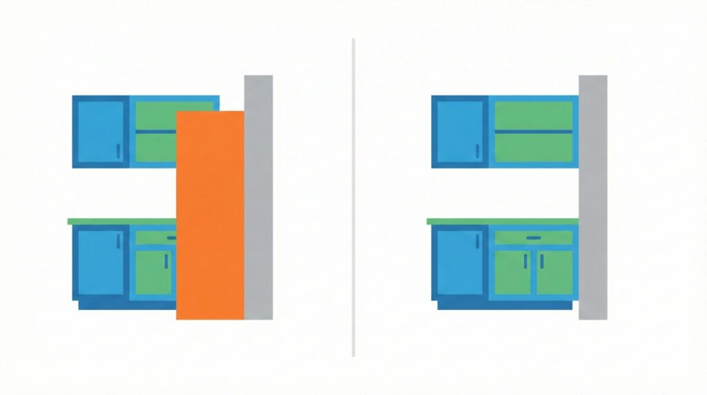 規格品では避けられない収納ロスと無駄な板（フィラー）