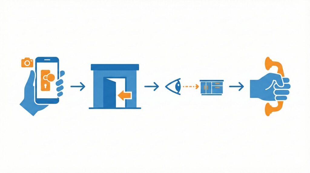 室内の木部と金物色の写真を撮影する