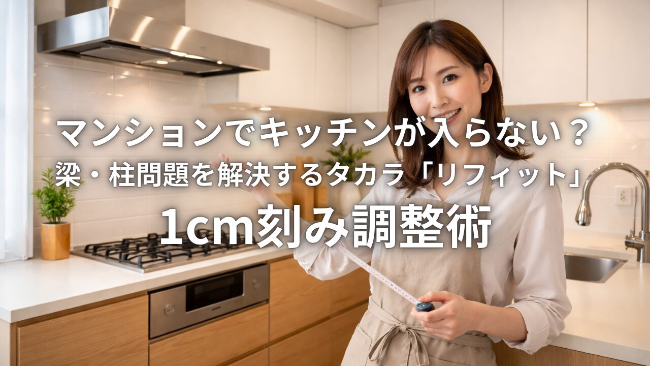マンションでキッチンが入らない？梁・柱問題を解決するタカラ「リフィット」1cm刻み調整術