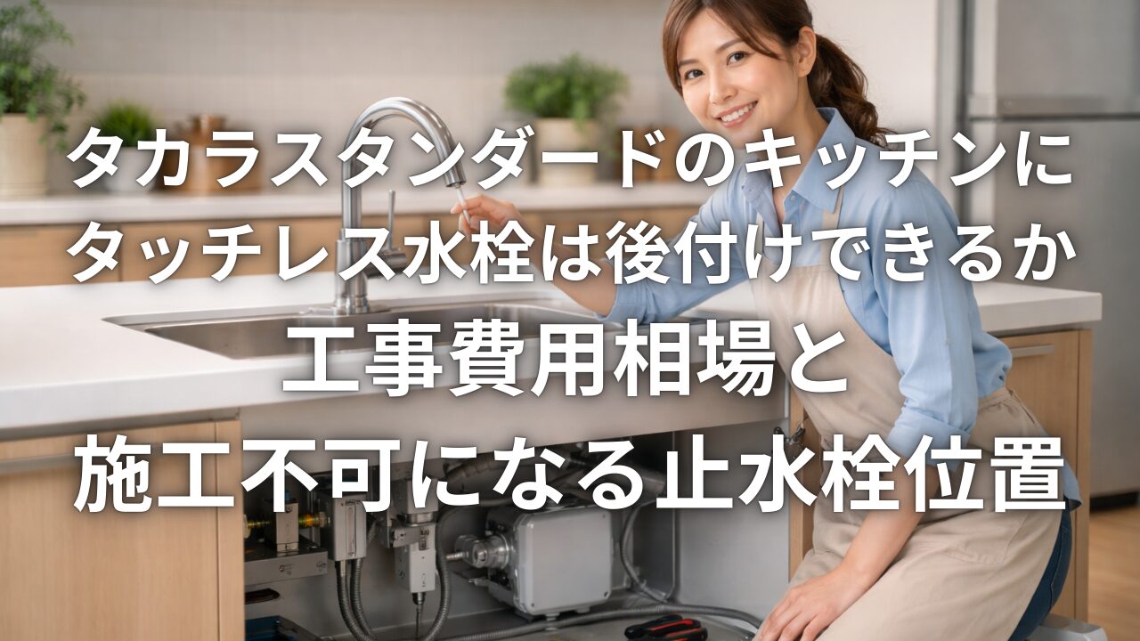 タカラスタンダードのキッチンにタッチレス水栓は後付けできるか 工事費用相場と施工不可になる止水栓位置