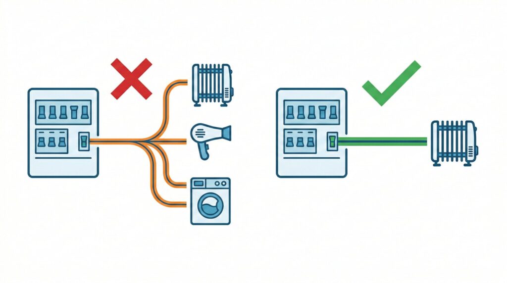 他の家電との同時使用による停電を防ぐ