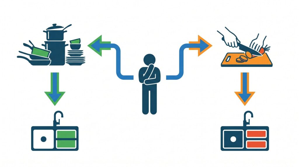 調理効率を優先するかシンプルさを優先するか