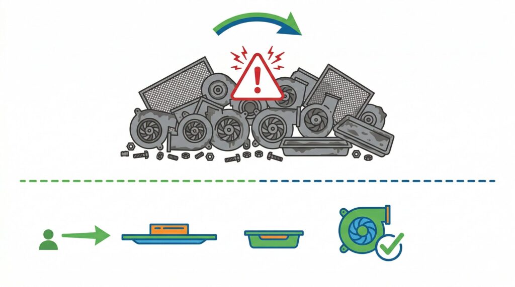 パーツの点数と手入れのしやすさの関係