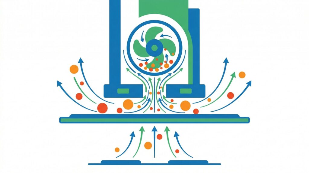 整流板とオイルトレーでフィルター掃除を減らす仕組み