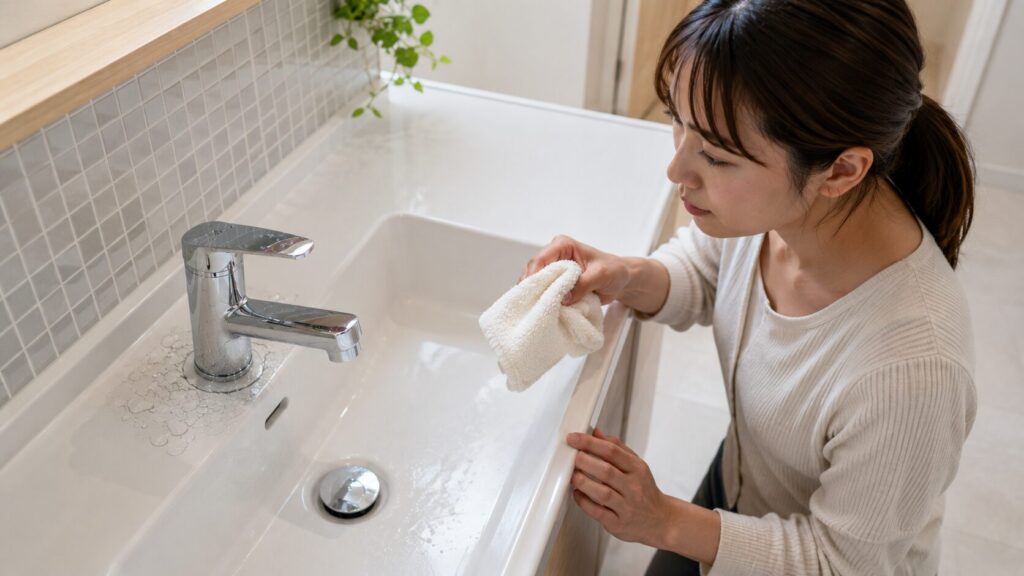 洗面台の水栓根元に水がたまる原因