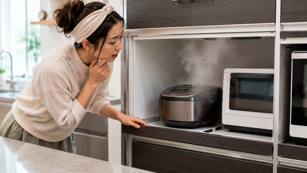 家電収納で失敗しやすい炊飯器の蒸気と家電サイズの問題