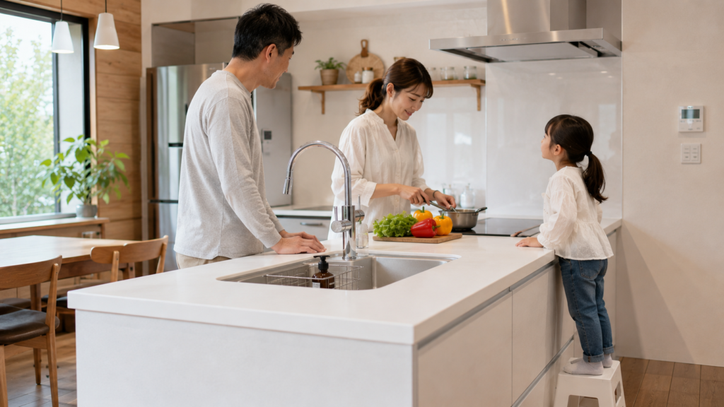 夫婦や家族で使うキッチンは誰の身長を基準に高さを決めるか
