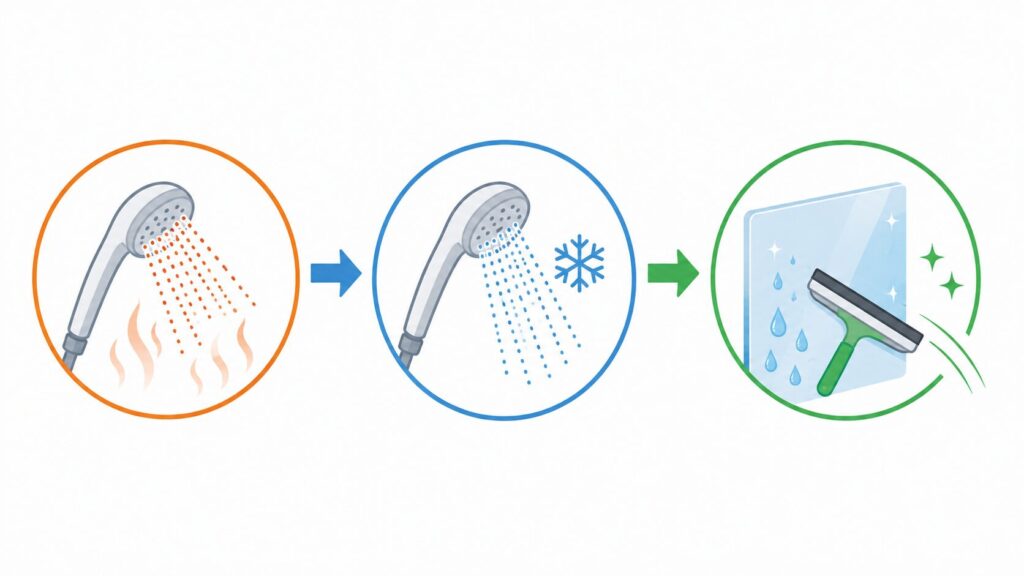 入浴後に石けん分を洗い流して水分を残さない方法