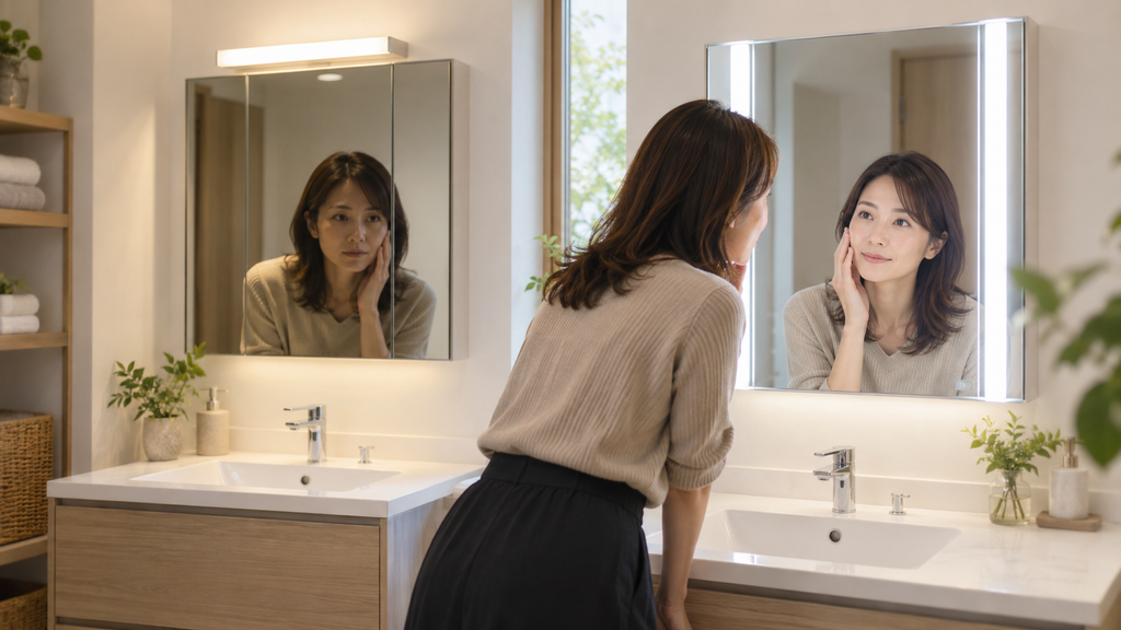 一般的な洗面台照明とフェイスクリアミラーを比較するときのポイント