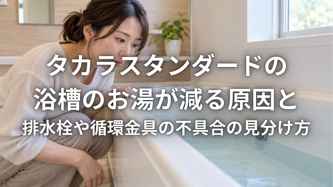 タカラスタンダードの浴槽のお湯が減る原因と排水栓や循環金具の不具合の見分け方